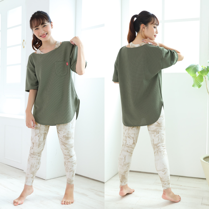 ワッフル生地のポケットＴシャツ