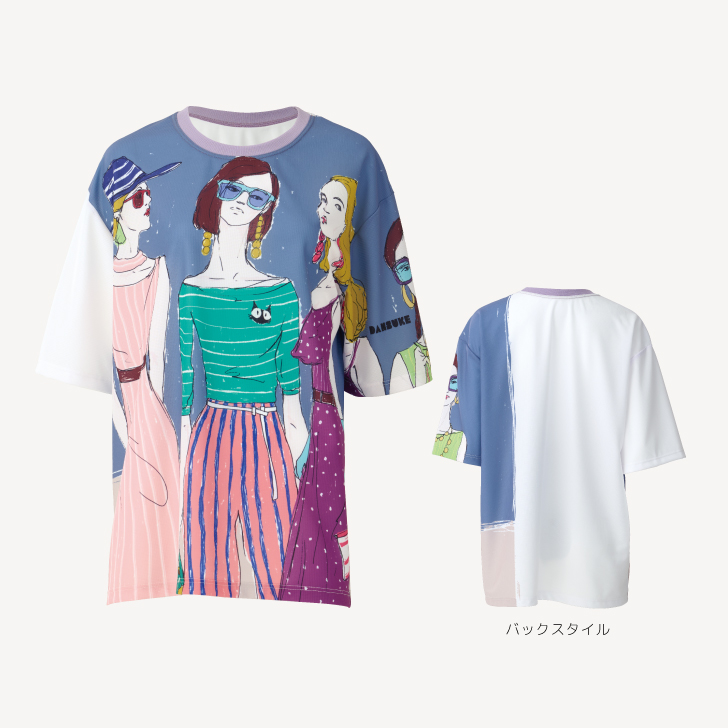 大きめシルエットの大胆なグラフィックTシャツ