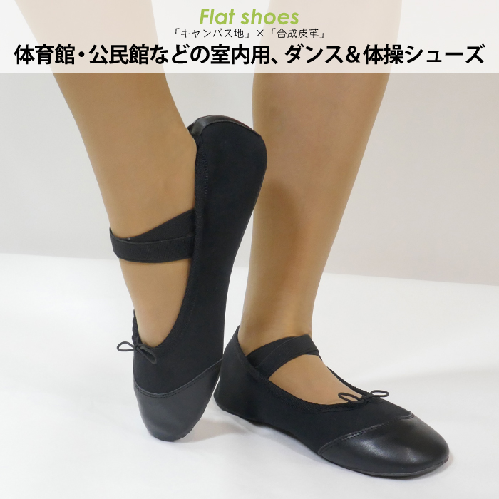 ダンスや体操のレッスン用として開発されたキャンバス地のフラットシューズ